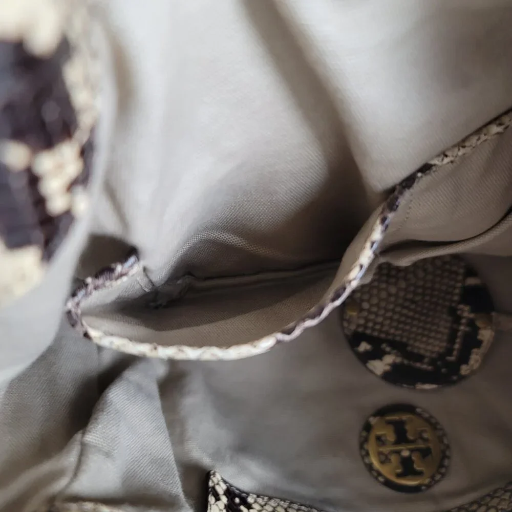 Tory Burch Snakeskin Shoulder Handbag Designer Animal Print Luxury Purse